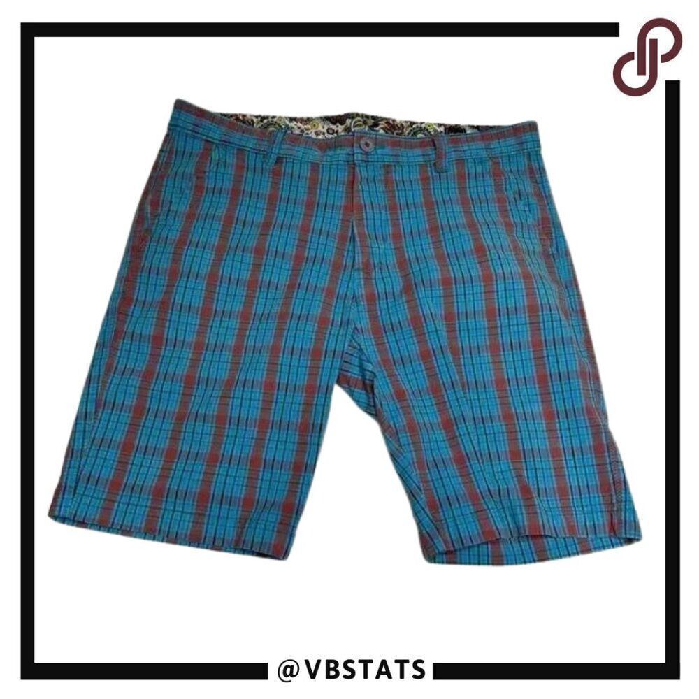 David Smith 36W‎ x 9IS Blue/Orange Plaid Short